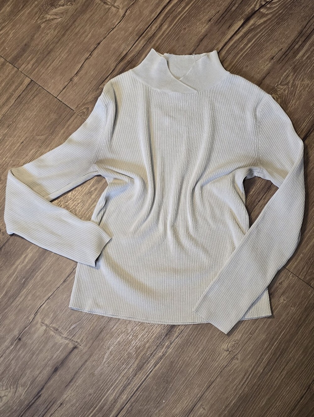Coldwater Creek Light Silk Blend Cream Ribbed Off-Shoulder Sweater Size X-Small